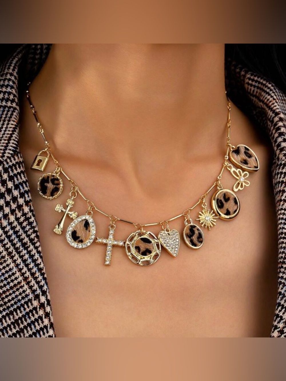 Leopard Luxe Maximalist Charm Necklace